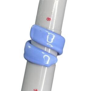 Size 9 Vintage Chunky 90s Wrap Ring Light Blue